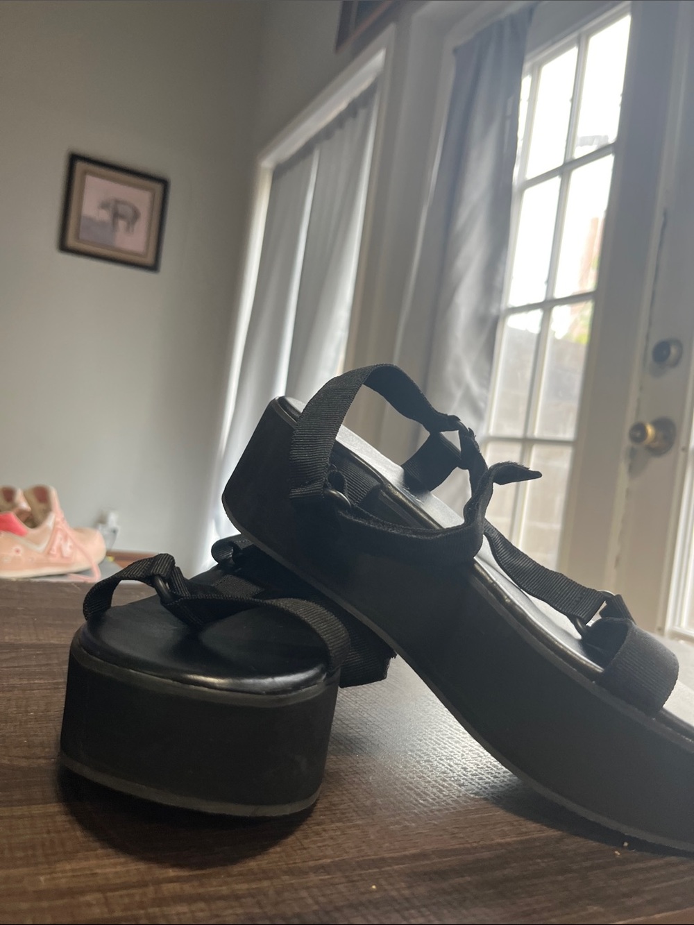 Wild Pair Black Platform Strap Sandals
